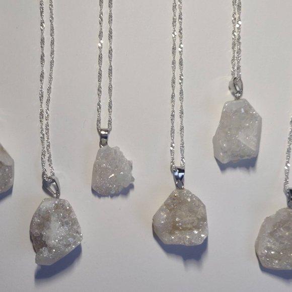 Natural 🤍 Crystal 🤍 Quartz Geode Necklace - Picture 5 of 6